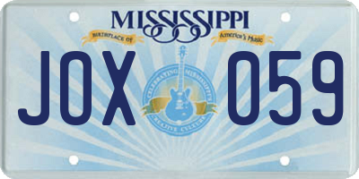MS license plate JOX059