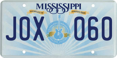 MS license plate JOX060