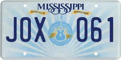 MS license plate JOX061