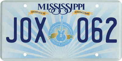 MS license plate JOX062