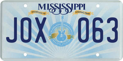 MS license plate JOX063