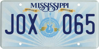 MS license plate JOX065