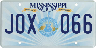 MS license plate JOX066