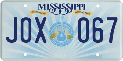 MS license plate JOX067