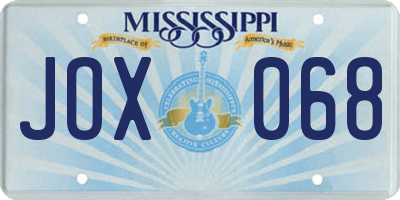 MS license plate JOX068