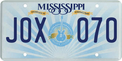 MS license plate JOX070
