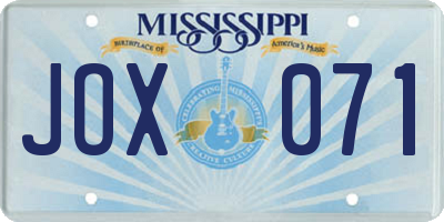 MS license plate JOX071