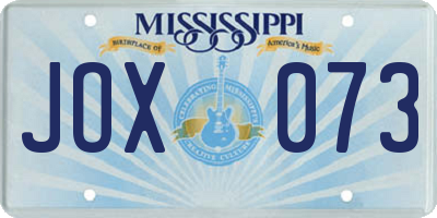 MS license plate JOX073