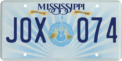 MS license plate JOX074
