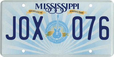 MS license plate JOX076