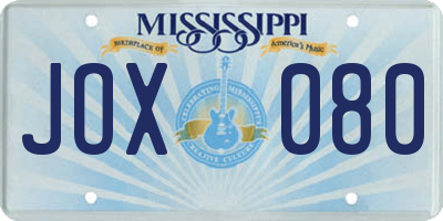 MS license plate JOX080