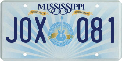 MS license plate JOX081
