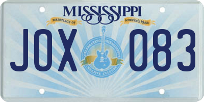 MS license plate JOX083
