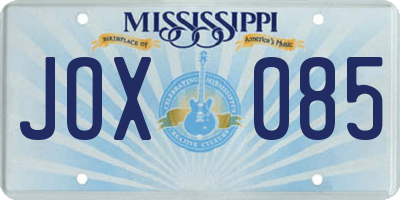 MS license plate JOX085