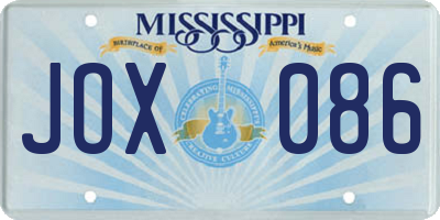 MS license plate JOX086