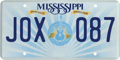 MS license plate JOX087