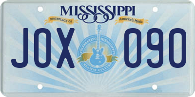 MS license plate JOX090