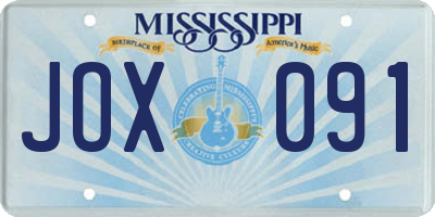 MS license plate JOX091
