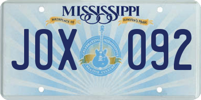 MS license plate JOX092