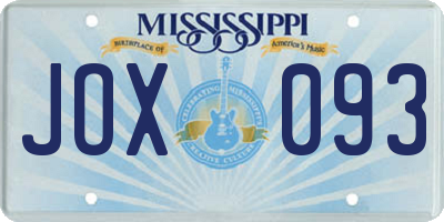 MS license plate JOX093
