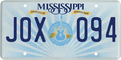MS license plate JOX094