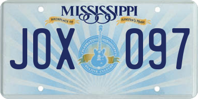 MS license plate JOX097
