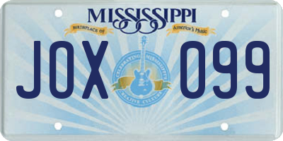 MS license plate JOX099