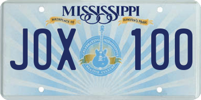 MS license plate JOX100
