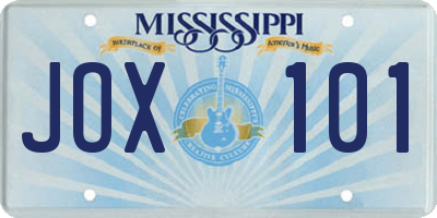 MS license plate JOX101