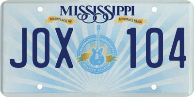 MS license plate JOX104