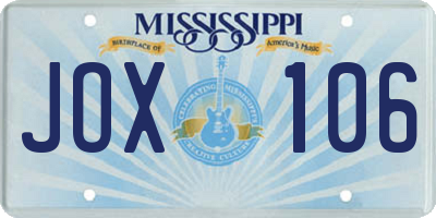 MS license plate JOX106