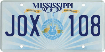 MS license plate JOX108