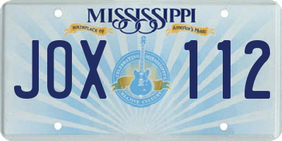 MS license plate JOX112