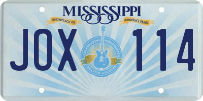 MS license plate JOX114