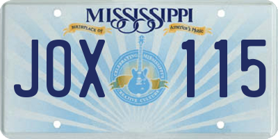 MS license plate JOX115