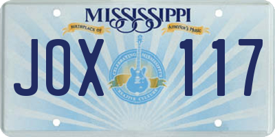MS license plate JOX117