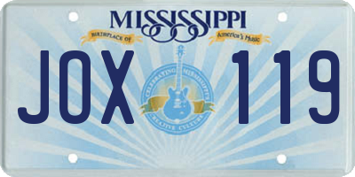 MS license plate JOX119