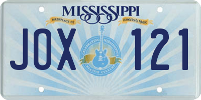 MS license plate JOX121