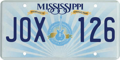 MS license plate JOX126