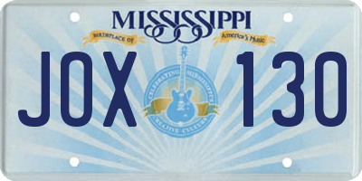MS license plate JOX130