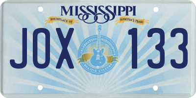 MS license plate JOX133