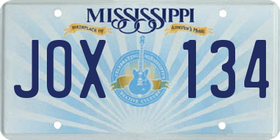 MS license plate JOX134