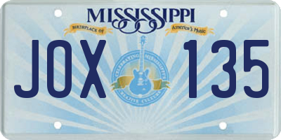 MS license plate JOX135