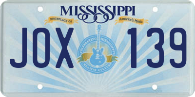 MS license plate JOX139