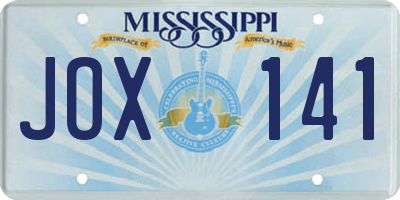 MS license plate JOX141
