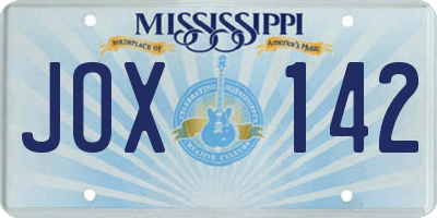 MS license plate JOX142