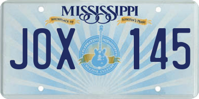 MS license plate JOX145