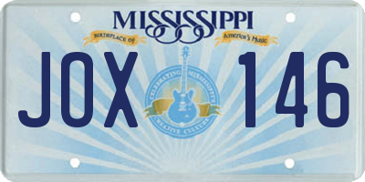 MS license plate JOX146