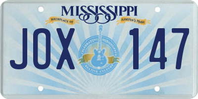 MS license plate JOX147