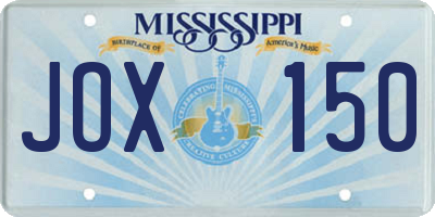 MS license plate JOX150